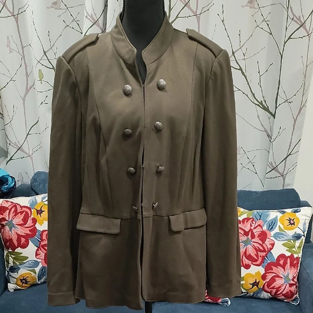 Lane Bryant Olive Blazer with Button Detail - Picture 2 of 11